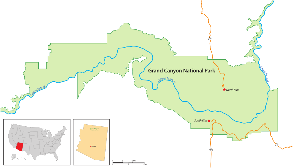 Karte des Grand Canyon